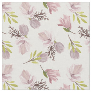 Tissu Moderne joli aquarelle motif floral rose blanc