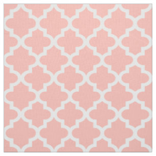 Tissu Moderne motif à quatre feuilles rose et blanc