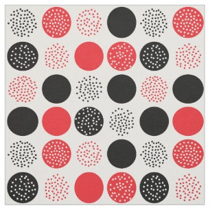 Tissu moderne rouge noir de blanc de points de