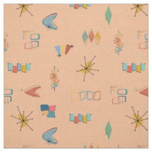 Tissu Moderne Texturé Orange Clair du Milieu du Siècle