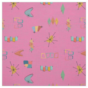 Tissu Moderne Texturé Rose du Milieu du Siècle