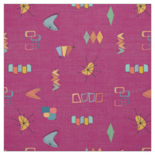 Tissu Moderne Texturé Rose Foncé du Milieu du Siècle