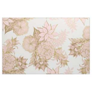 Tissu Modernes Girly rougissent or blanc rose floral