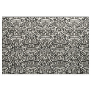 Tissu Mola Bird - Noir Blanc Version 3