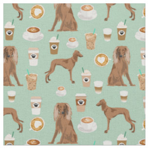 Tissu Monnaie d'amoureux du café de chien saluki
