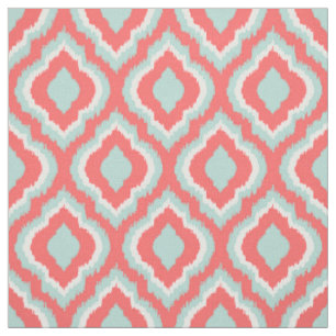 Tissu Monnaie et corail Ikat marocain