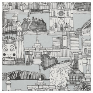 Tissu Monochrome jouy toile de l'AUSTRALIE De