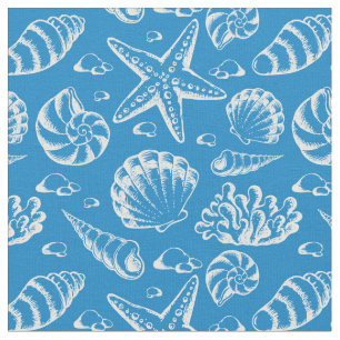 Tissu Monogramme bleu 2 du motif de plage
