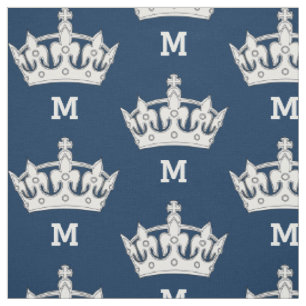 Tissu Monogramme Couronne Blanche Personnalisé