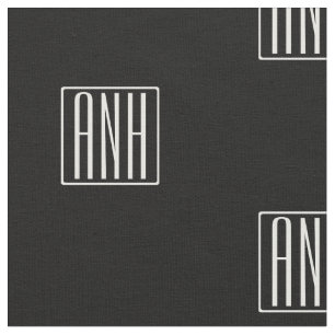 Tissu Monogramme initial   Blanc sur noir