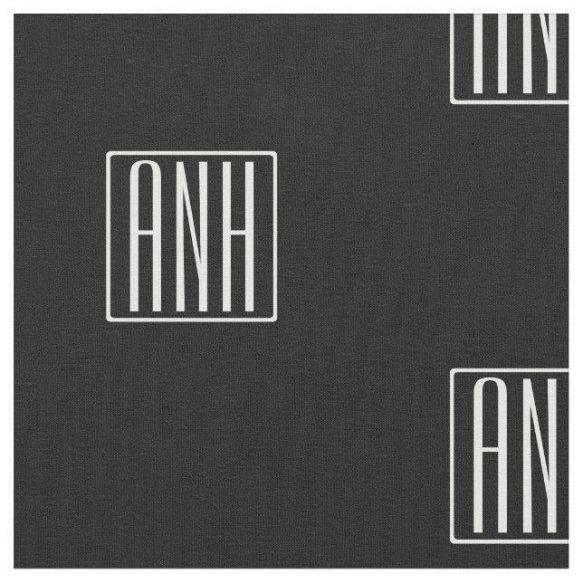 Tissu Monogramme initial | Blanc sur noir (Fermer)