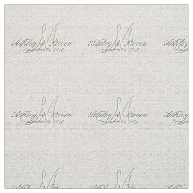 Tissu Monogramme Mariage de lin rustique moderne (Échantillon)
