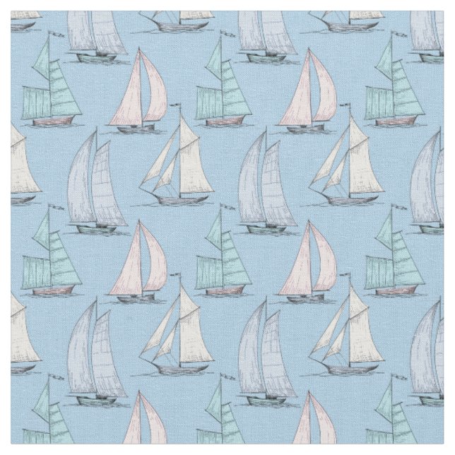 Tissu Monogramme mignon 2 du motif | de voilier (Fermer)
