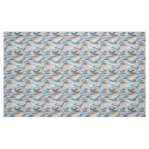 Tissu Mosaïque d'ondes géométriques vibrantes