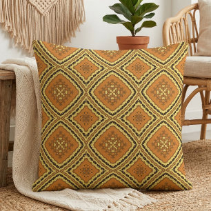 Tissu Mosaïque Géométrique Orange Terracotta Rétro Bohèm