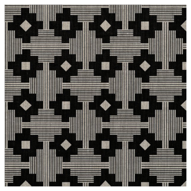 Tissu Motif 061214 - Blanc sur noir (Échantillon)