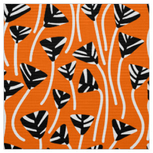 Tissu Motif 210121 - Noir, blanc et orange
