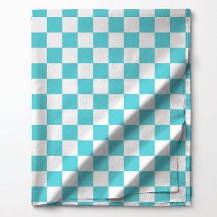 Tissu Motif à carreaux bleu aquamarine et blanc