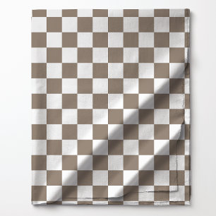 Tissu Motif à carreaux marron et blanc Mocha