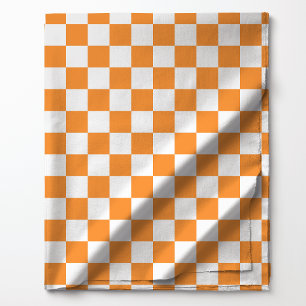 Tissu Motif à carreaux orange et blanc