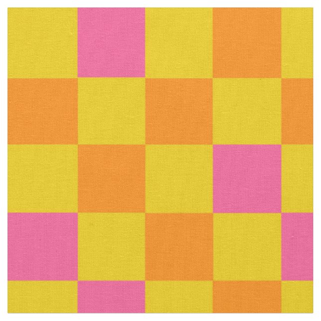 Tissu Motif à carreaux orange jaune rose  (Fermer)