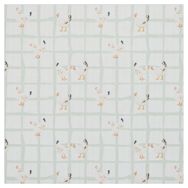 Tissu Motif à carreaux pique-nique poulet  (Échantillon)