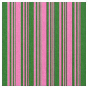 Tissu Motif à carreaux/rayures roses et vert foncé