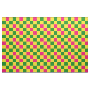 Tissu Motif à carreaux rose jaune vert