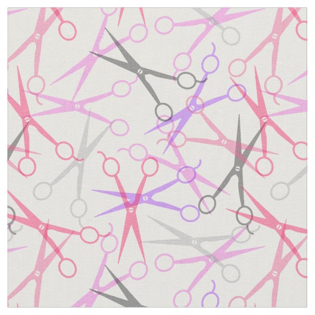 Tissu Motif à ciseaux gris rose violet (Fermer)
