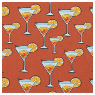 Tissu Motif à cocktails Dark Orange Martini