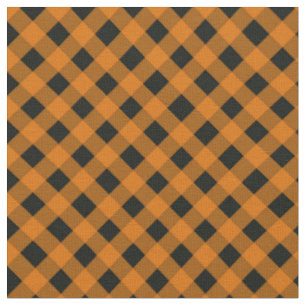 Tissu Motif à En vichy orange et noir