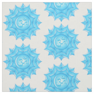 Tissu Motif à fleurs Lotus en verre bleu