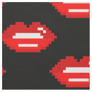 Tissu motif à lèvres en pixels rouges DO-IT-YOURSELF tis