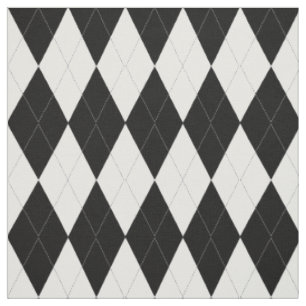 Tissu Motif à motifs de losanges noir et blanc élégan