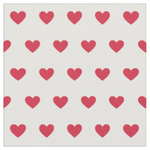 Tissu Motif à points de coeur rouge mignon sur blanc