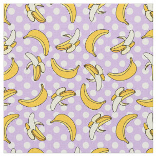 Tissu Motif à points de la banane violette