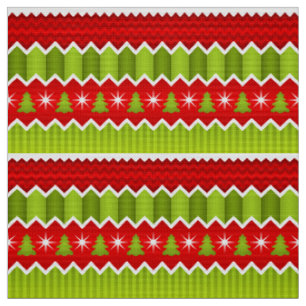 Tissu Motif à rayures Chevron rouge et vert de Noël