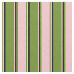 Tissu Motif à rayures vertes, roses et noires