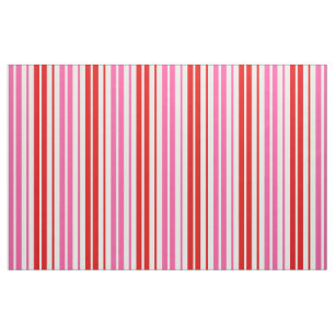 Tissu Motif à rayures verticales roses rouges blanches