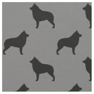 Tissu Motif à silhouettes de chiens de race Schipperke