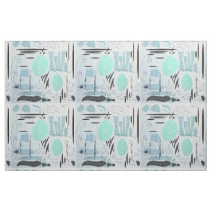 Tissu Motif Abstrait floral moderne du milieu du siècle