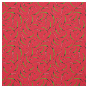Tissu Motif alimentaire de poivre rouge et vert brillant