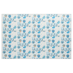 Tissu Motif animal bébé Pois bleus