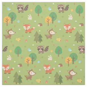 Tissu Motif Animaux de Forêt Mignon pour Enfants