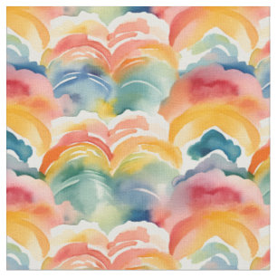 Tissu Motif arc-en-ciel aquarelle