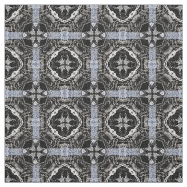 Tissu Motif argenté, blanc et noir (Échantillon)