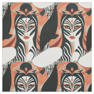 Tissu Motif Art déco de Terracotta Zebra Muse