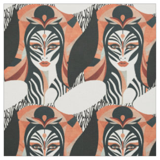Tissu Motif Art déco de Terracotta Zebra Muse