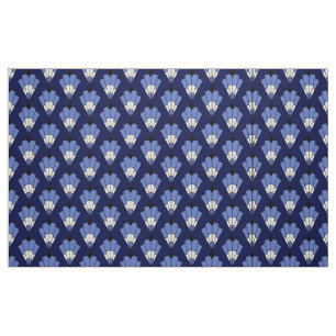 Tissu Motif Art déco marine et bleu pâle
