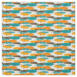 Tissu Motif atomique d'ovales de la moitié du siècle